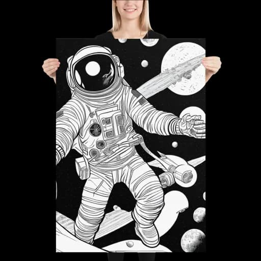 Mockup of a giant Poster, Comic book illustration, astronaut