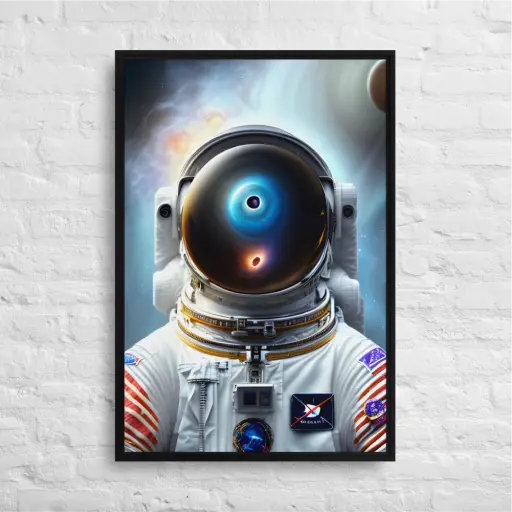 Mockup of a framed astronaut AI generatd artwork print